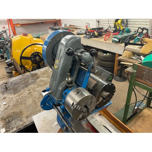 5149 - A Myford ML7 metal working lathe with a TG5, 4 jaw chuck and a Jacob 3 jaw chuck, mounted on wooden ... 