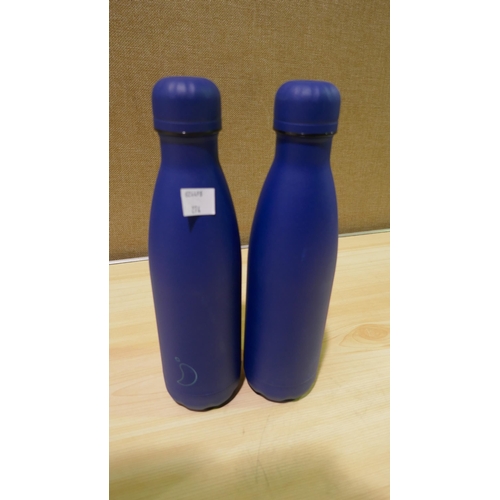 6077 - Three Chilly's 500Ml Bottles - 1x Black, 2x Blue (339-273, 274) *This lot is subject to Vat