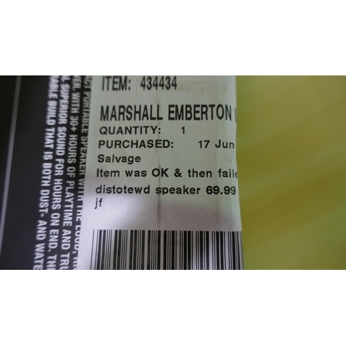 6090 - Marshall Emberton II Black And Steel Portable Speaker with box - no charger (339-71) *This lot is su... 