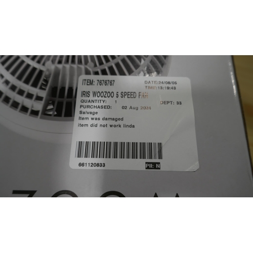 6154 - Iris Woozoo 5 Speed White fan with remote and box    (339-323) *This lot is subject to Vat