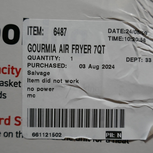 6273 - Gourmia Air Fryer 7Qt   (339-106) *This lot is subject to Vat