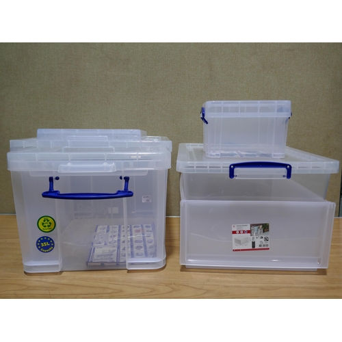 6285 - 3x mixed really useful storage container with extra lids  (339-129) *This lot is subject to Vat