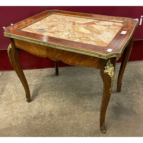 94 - A French rosewood, gilt metal mounted and marble topped occasional table