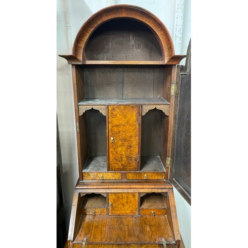 80 - A late 19th Century Queen Anne style figured walnut bureau on chest