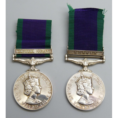 2001 - Two General Service Medals, 23510142 Pte. D.S. Grant A & SH and 24090154 Pte. K.F. Williams Cheshire