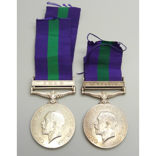 2002 - Two General Service Medals, Lieut A.B. Renshaw and 86164 A. Sjt. A. Jones MGC