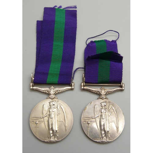 2002 - Two General Service Medals, Lieut A.B. Renshaw and 86164 A. Sjt. A. Jones MGC