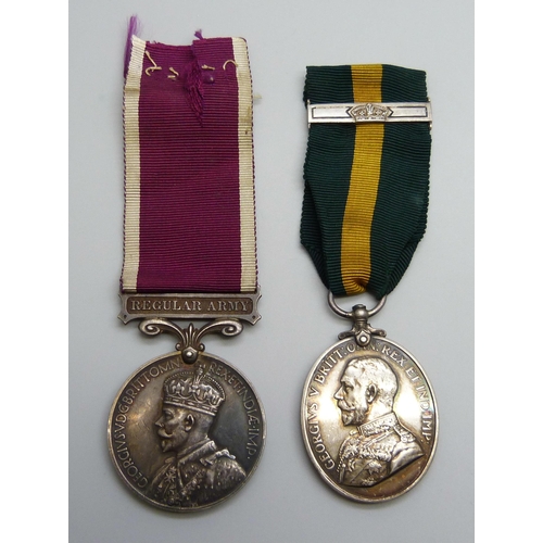 2003 - Two medals; For Long Service and Good Conduct to 1422803 Sjt. E.A. Bates R.A. and Territorial to 417... 