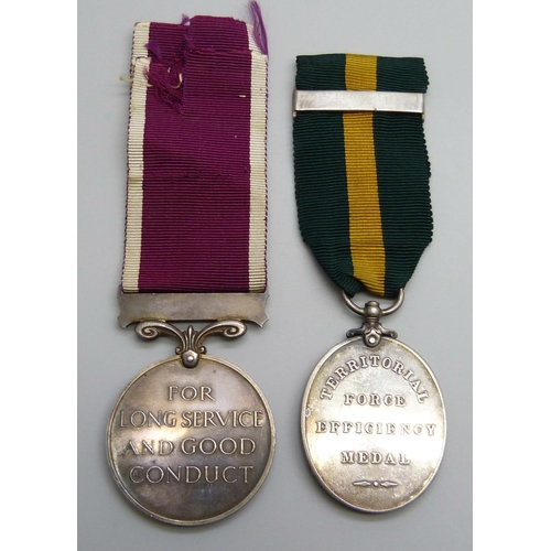 2003 - Two medals; For Long Service and Good Conduct to 1422803 Sjt. E.A. Bates R.A. and Territorial to 417... 