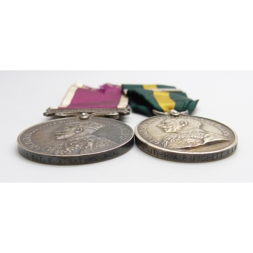 2003 - Two medals; For Long Service and Good Conduct to 1422803 Sjt. E.A. Bates R.A. and Territorial to 417... 