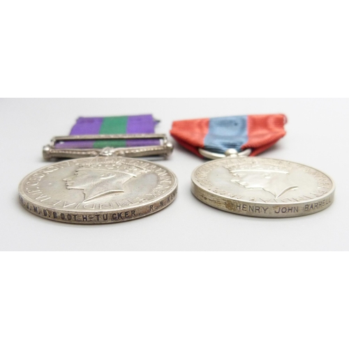 2006 - Two medals, General Service Medal to Major J.M.D. Booth-Tucker, R.W. Kent R. and Imperial Service Me... 