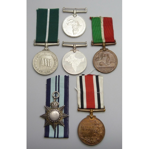 2010 - Six medals; a Special Constabulary medal to Leslie Pritchard, an Africa Service Medal to C273867 D. ... 