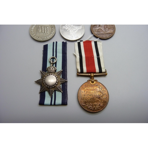 2010 - Six medals; a Special Constabulary medal to Leslie Pritchard, an Africa Service Medal to C273867 D. ... 