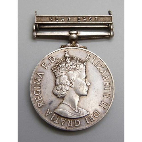 2012 - A Naval General Service Medal to L/SFX 903932 B. Appleby E.M. (AIR) 1. R.N., Near East clasp