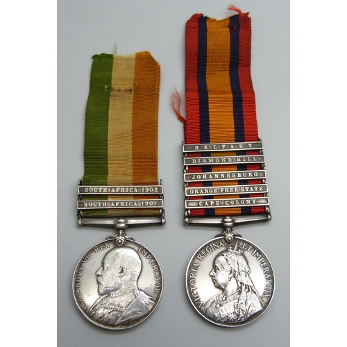 2014 - A Queen's South Africa medal and a King's South Africa medal to 4737 Pte. A. Law, Yorkshire Regiment... 