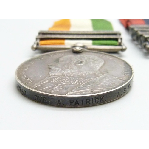 2015 - A Queen's South Africa medal and a King's South Africa medal to 13242 Dvr. A. Patrick ASC