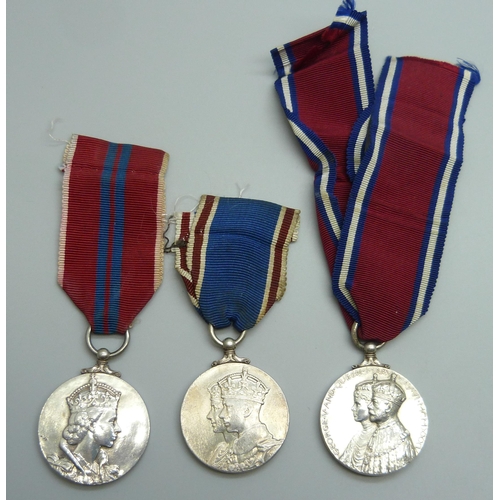 2020 - Three Royal commemorative medals, 1935 Silver Jubilee, 1937 and 1953