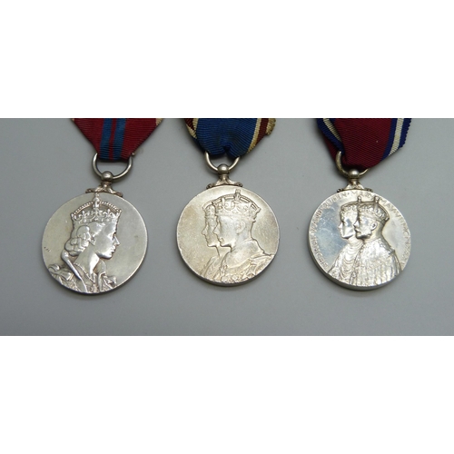 2020 - Three Royal commemorative medals, 1935 Silver Jubilee, 1937 and 1953