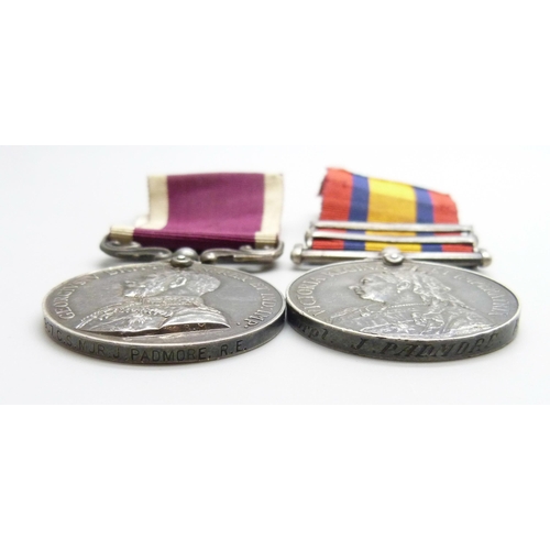 2029 - A Queen's South Africa medal with Modder River and Belmont clasps to 907 Corpl. J. Padmore RE and Ge... 