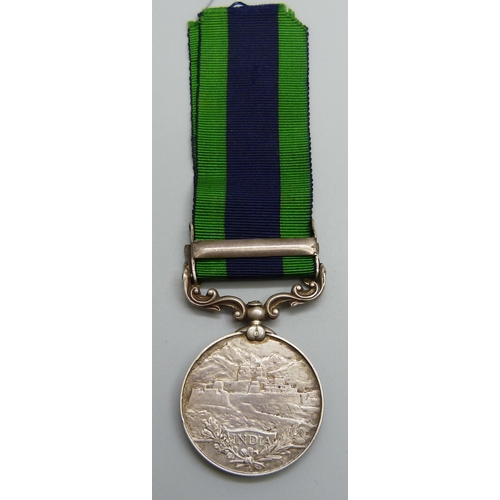 2030 - An India General Service medal with Afghanistan N.W.F. 1919 clasp to 9988 Pte. T.T. Barley, 1. York.... 