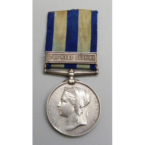 2031 - An Egypt Medal to 5620 Sergt. J.M. Spence Medical Staff Corps, with The Nile 1884-85 clasp