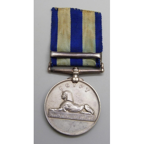 2031 - An Egypt Medal to 5620 Sergt. J.M. Spence Medical Staff Corps, with The Nile 1884-85 clasp