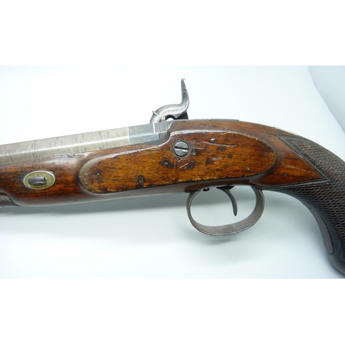 2088 - An early 19th century dueling pistol, marked Jewesson Battie, 39.5cm