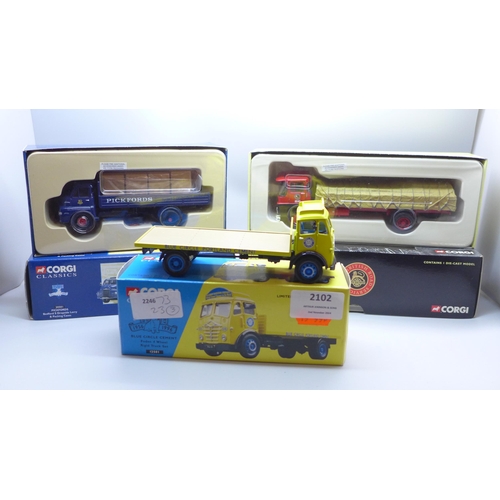 2102 - Three Corgi model vehicles, including 20501 Pickfords dropside lorry, boxed