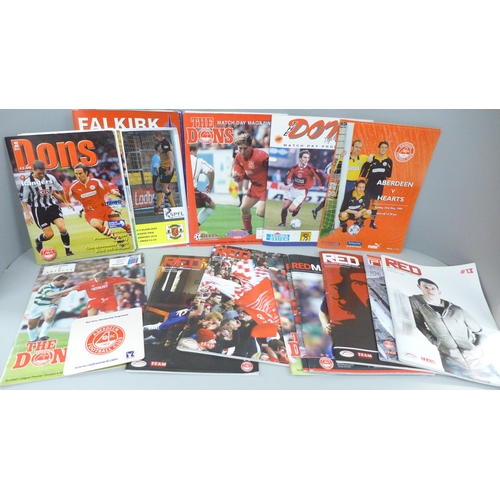 2180 - A collection of Scottish League football programmes including an Aberdeen coaster