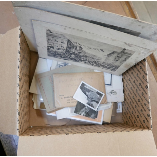 2257 - A box of postcards, stamps and photographs from the late Victorian to the moon landing in 1969