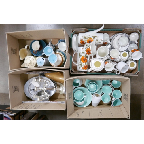 2270 - Two tea sets including Meakin Poppy pattern and Midwinter Stonehenge pattern, mixed Poole pottery, i... 