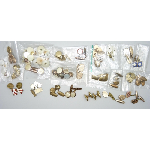 2275 - A collection of vintage rolled gold, gold plate and gilt cufflinks