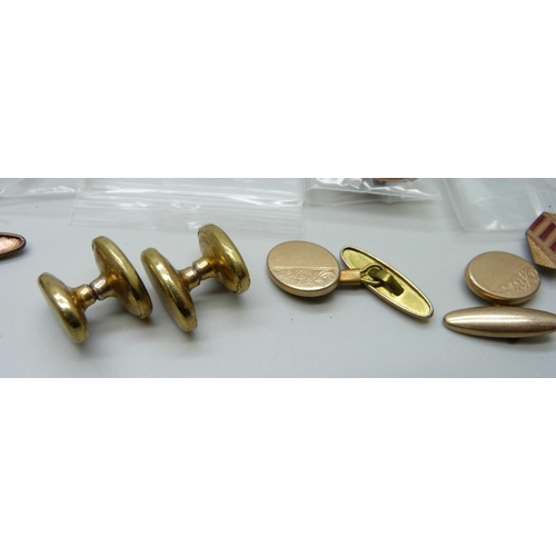 2275 - A collection of vintage rolled gold, gold plate and gilt cufflinks