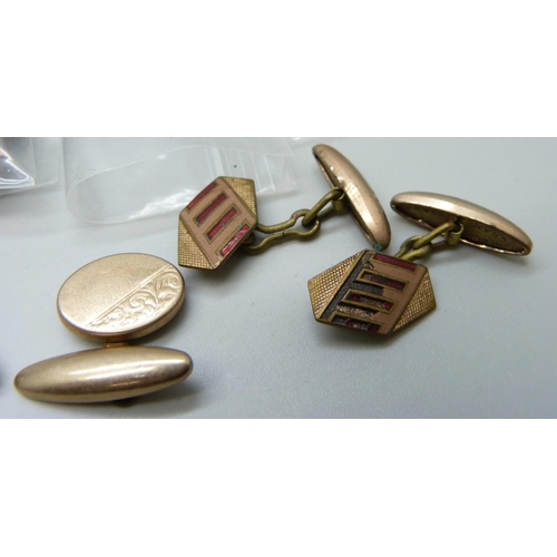 2275 - A collection of vintage rolled gold, gold plate and gilt cufflinks