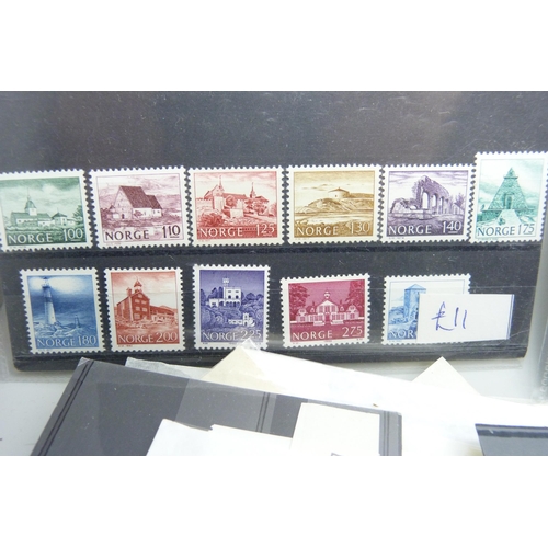 2278 - Stamps; a box of stamps on cards and in packets, many items in the catalogue range of £10-£30