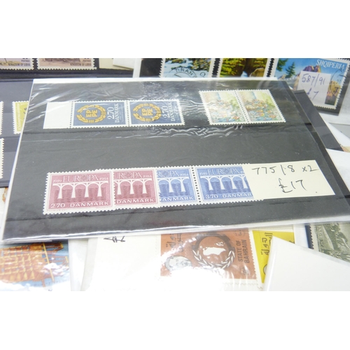 2278 - Stamps; a box of stamps on cards and in packets, many items in the catalogue range of £10-£30