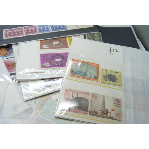 2278 - Stamps; a box of stamps on cards and in packets, many items in the catalogue range of £10-£30