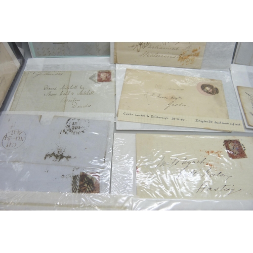 2281 - Stamps; 30 items of Great Britain Queen Victoria postal history, many 1d red imperforates