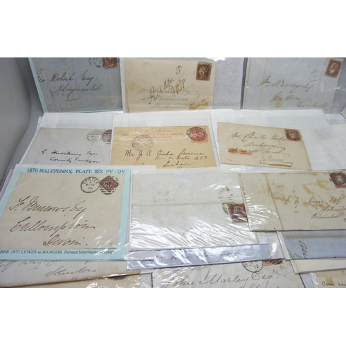 2281 - Stamps; 30 items of Great Britain Queen Victoria postal history, many 1d red imperforates