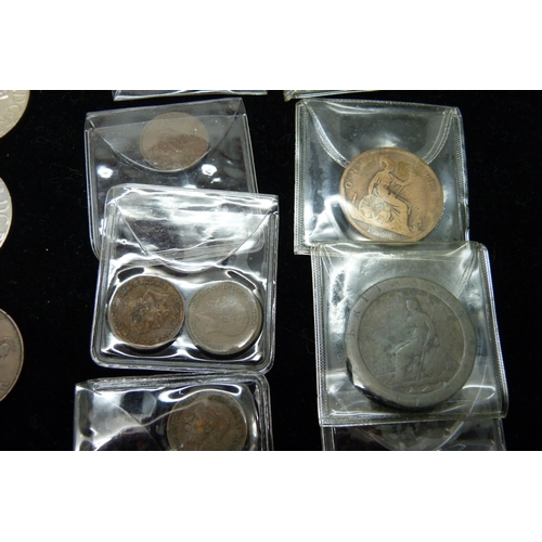 2286 - Commemorative crowns and bronze coins including cartwheel pennies