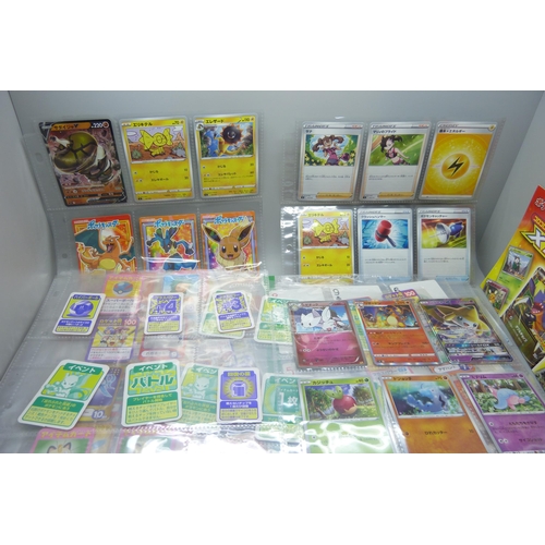 2292 - A collection of Pokémon playing cards, vintage, Pokémon board game cards, Pokémon stickers, Japanese... 