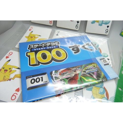 2292 - A collection of Pokémon playing cards, vintage, Pokémon board game cards, Pokémon stickers, Japanese... 