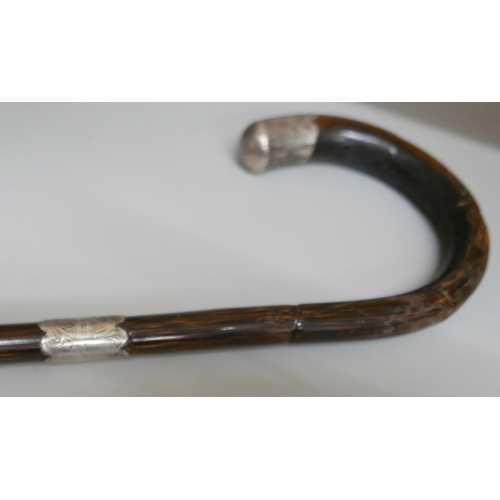 2336 - A silver mounted bamboo walking stick