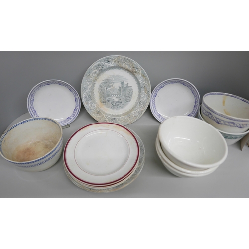 2345 - A collection of porcelain bowls and plates recovered from The Avalanche sank in 1866 in Lime Bay **P... 