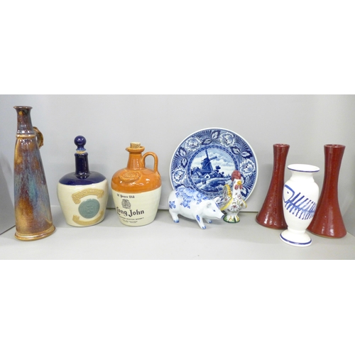 2377 - A collection of mixed china including Delft, studio pottery and European **PLEASE NOTE THIS LOT IS N... 