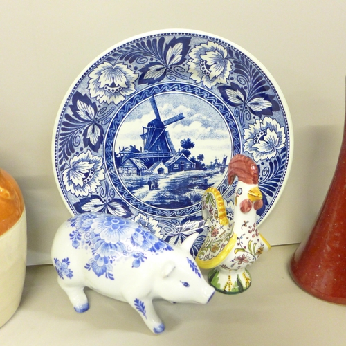 2377 - A collection of mixed china including Delft, studio pottery and European **PLEASE NOTE THIS LOT IS N... 