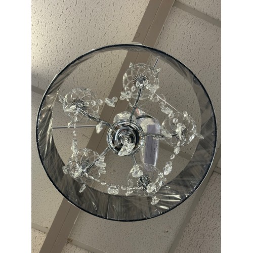 3106 - A chrome five arm chandelier with black shade