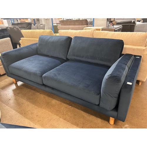 3001 - A four seater velvet sofa in royal blue