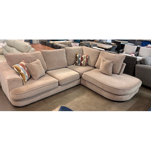 3007 - A sand beige low corner sofa