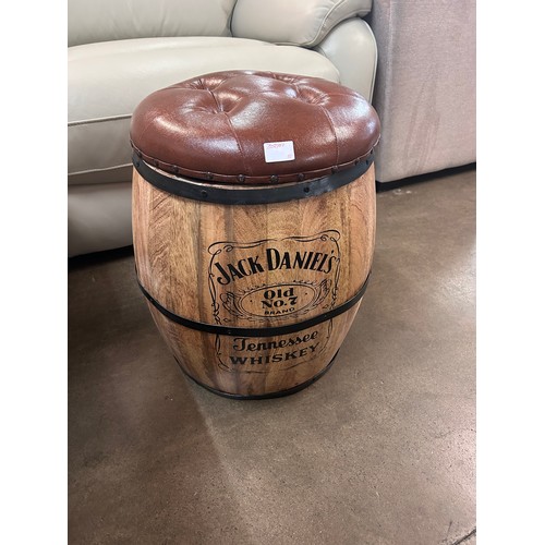 3008 - A leather topped Jack Daniels storage barrel stool